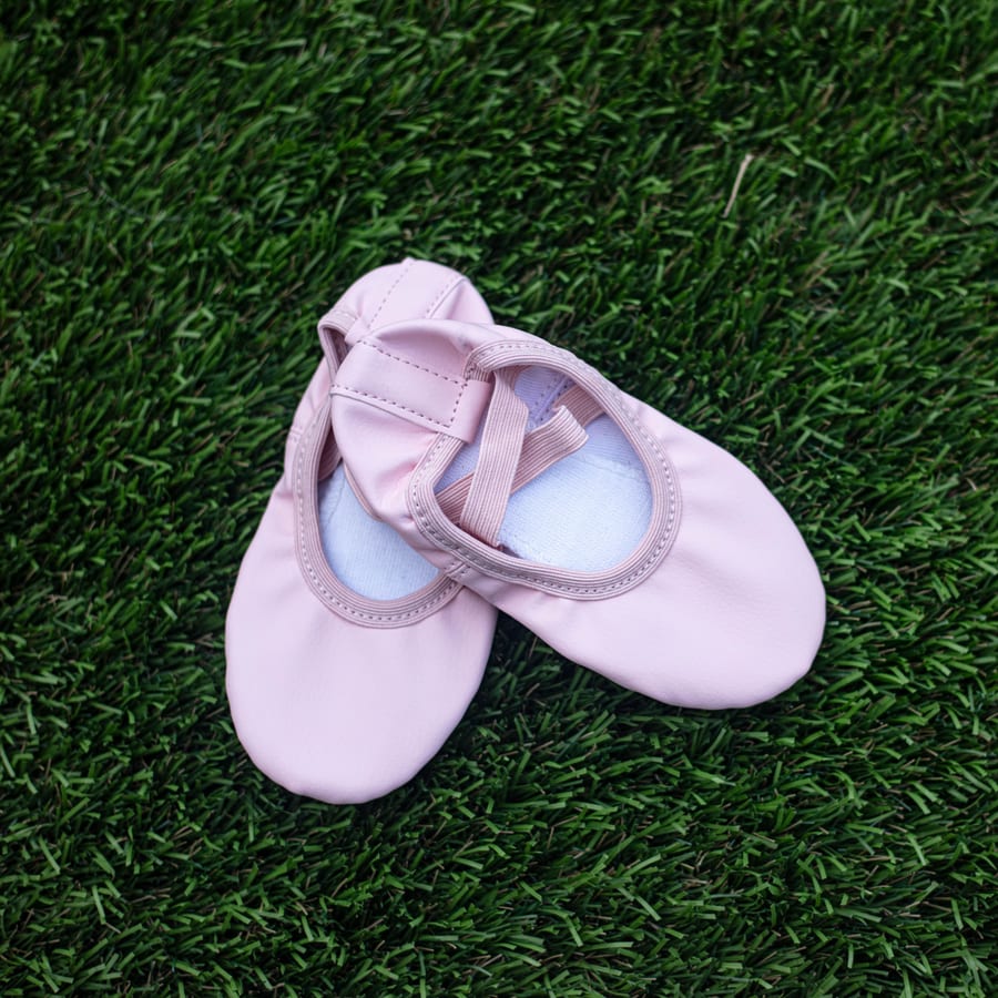 A pair of pink dance shoes, representative of dance class