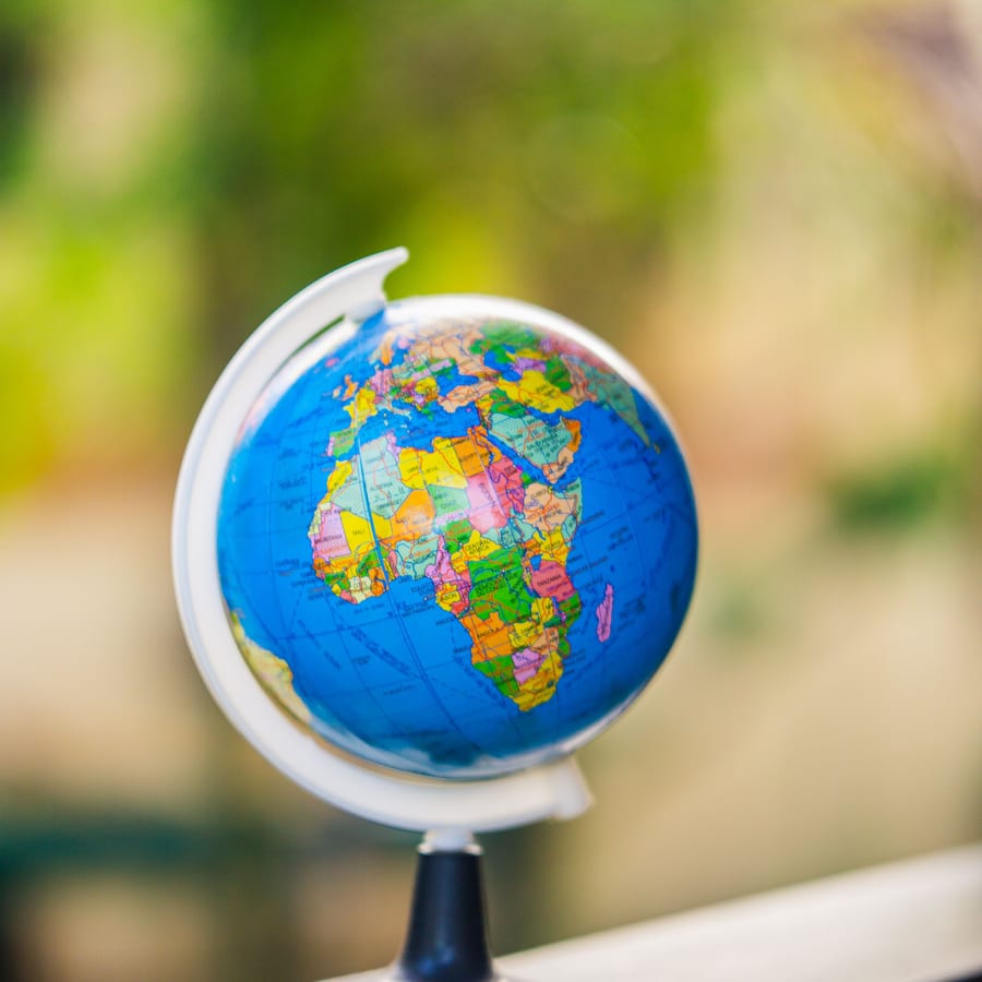 A colorful world globe, representative of Spanish language class